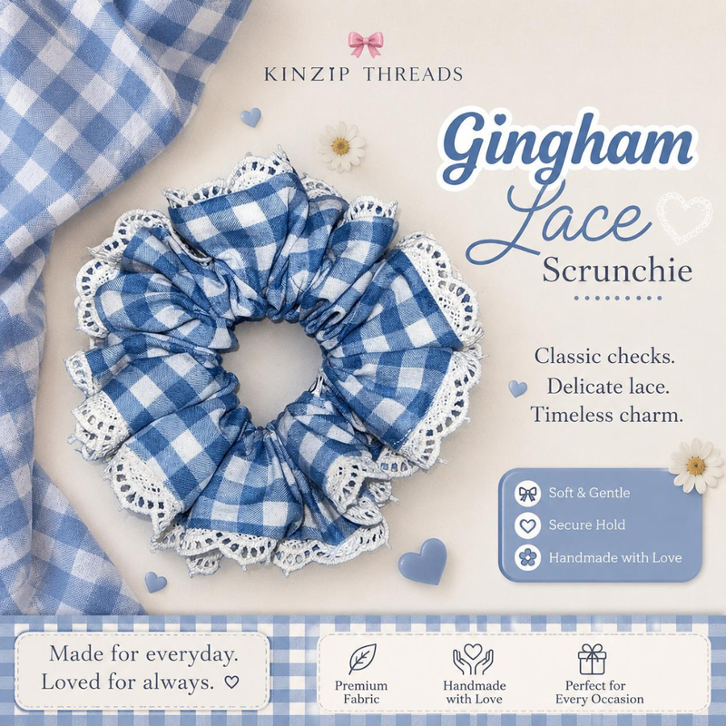 Kinzip Threads Handmade Cotton Scrunchies – Blue