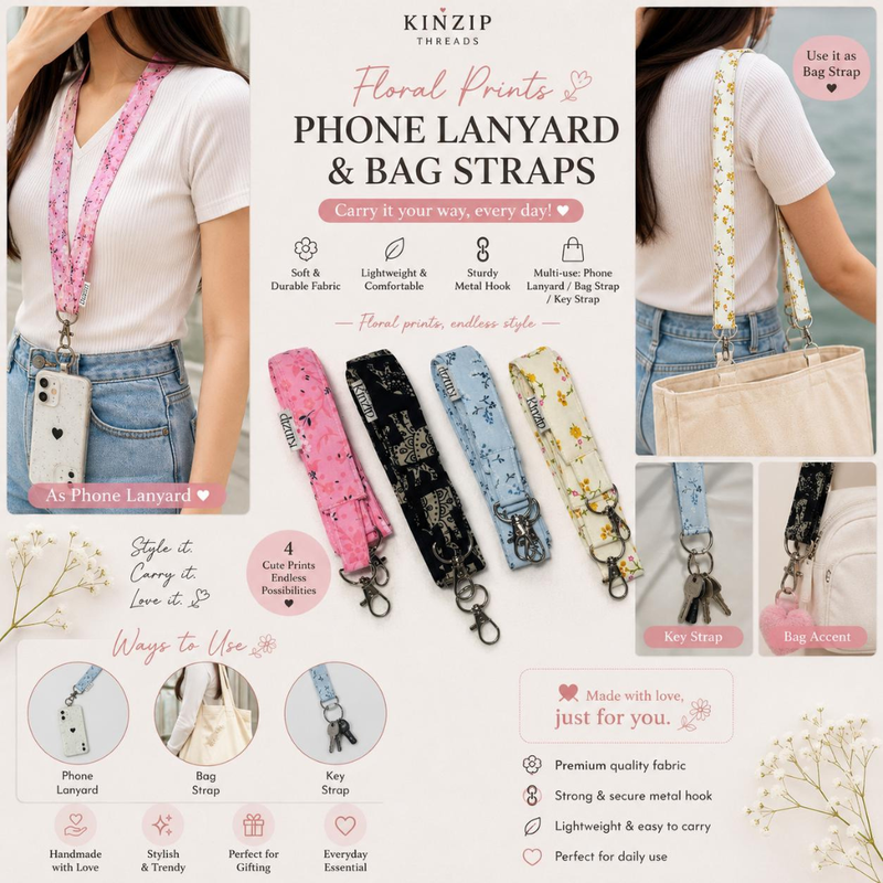Kinzip Threads Handmade Phone Lanyard & Bag Strap