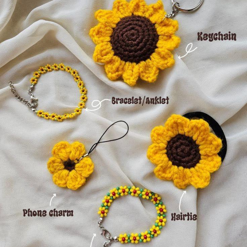 Hand crafted Crochet flower keychain