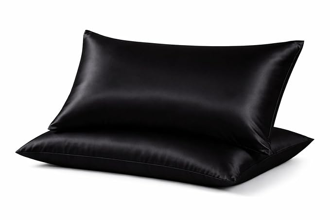 Kinzip Threads Satin Pillow Cover – Black | 70 × 50 cm