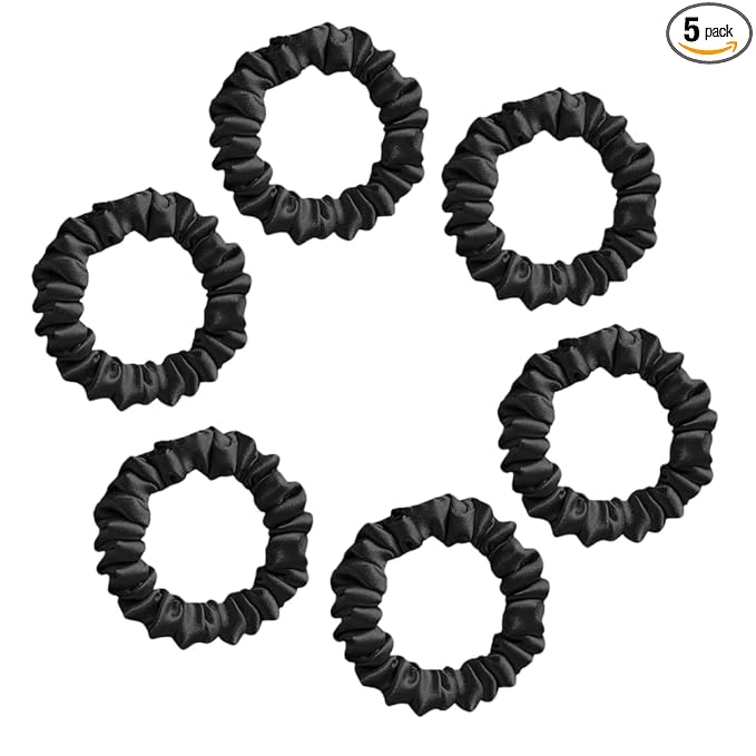 Kinzip Threads Satin Scrunchies – Skiny Black | Pack of 6