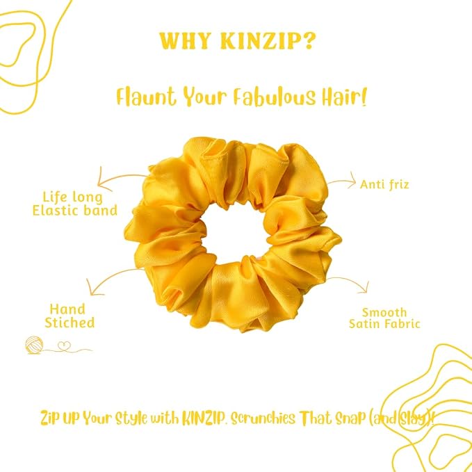 Kinzip Threads Satin Scrunchies for Women & Girls | Pack of 5