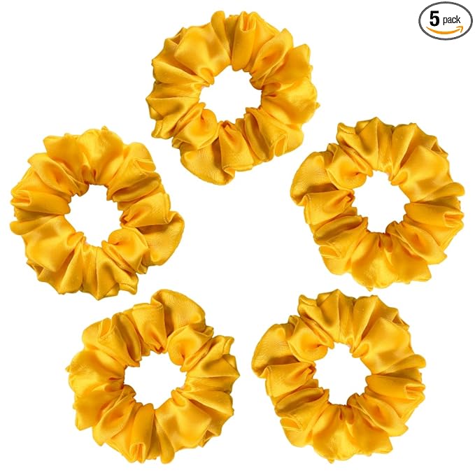 Kinzip Threads Satin Scrunchies for Women & Girls | Pack of 5