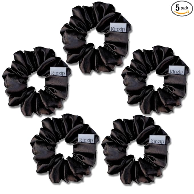 Kinzip Threads Satin Scrunchies – Boss Babe Black | Pack of 5